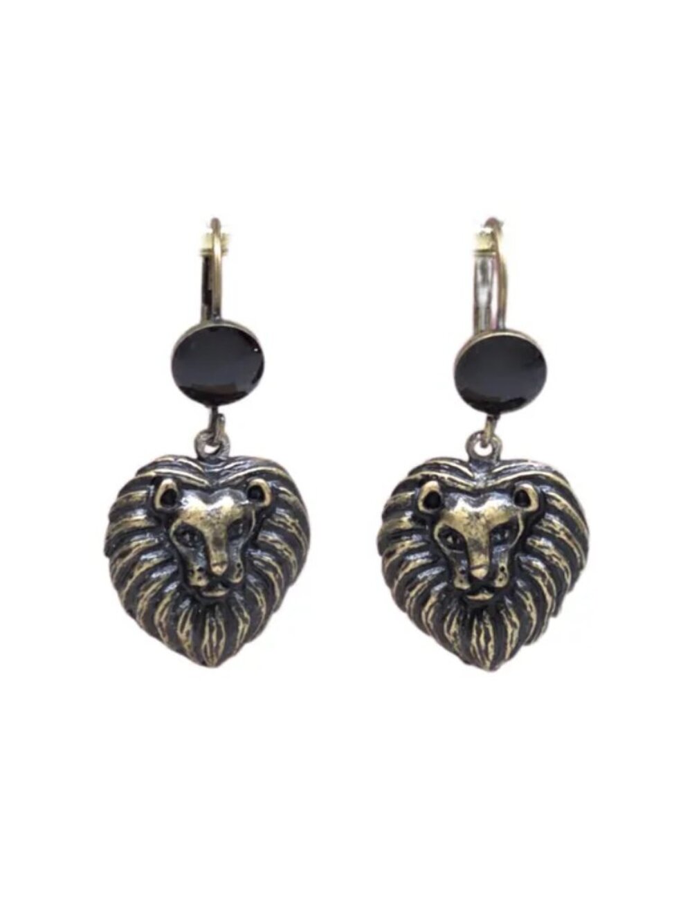 Vintage Lion Jacket Earrings (Bronze/Pewter Tone)